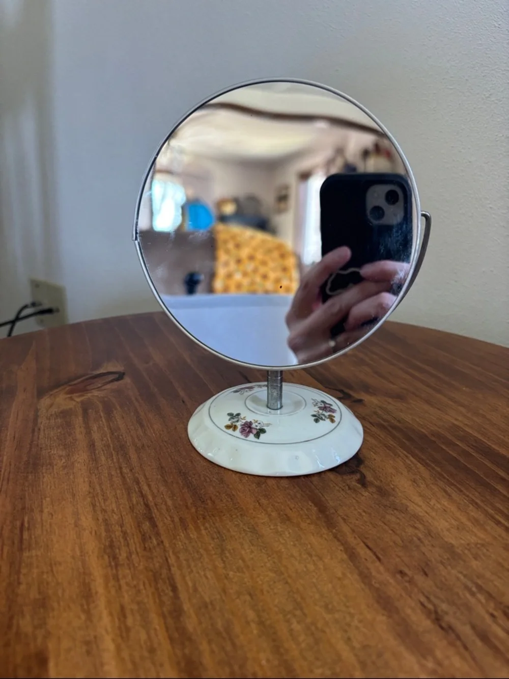 Vintage White Floral 2 Sided Table/Vanity Mirror